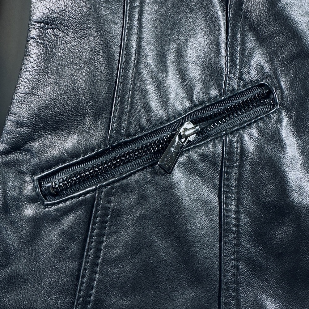 Avanti Leather Jacket Women Medium Black Fitted Zippered Soft  Moto Biker - Picture 6 of 16